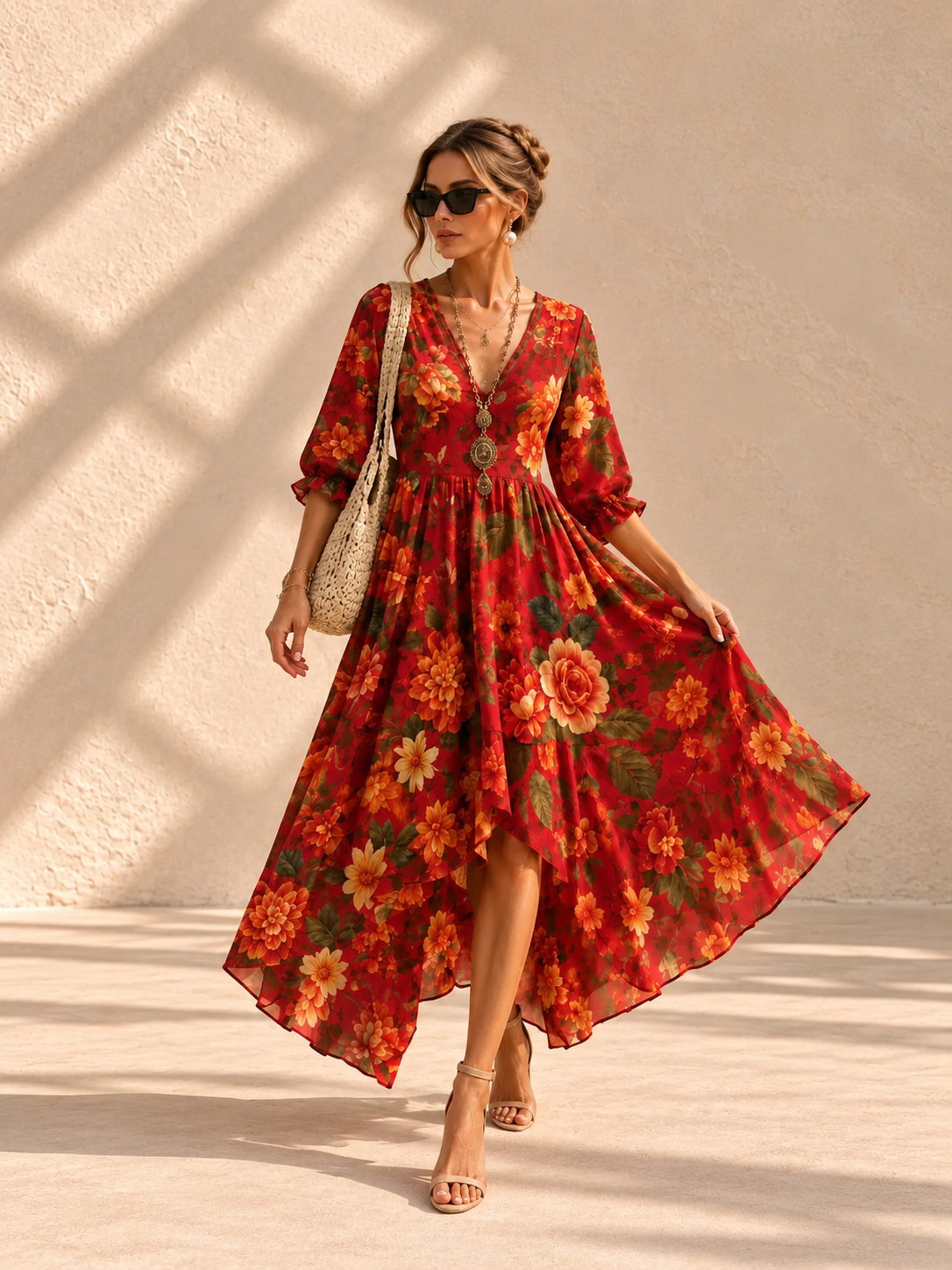 Jolene™ | Elegante Buikcamouflerende Bloemenjurk