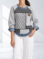 Lennox™ | Sweater met Gebreide Mouwen en Denimrand