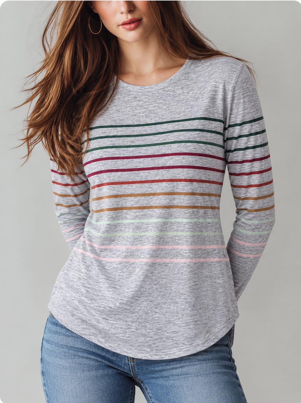 Elodie™ | Top met Veelkleurige Strepen en Lange Mouwen