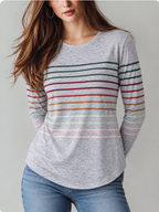 Elodie™ | Top met Veelkleurige Strepen en Lange Mouwen