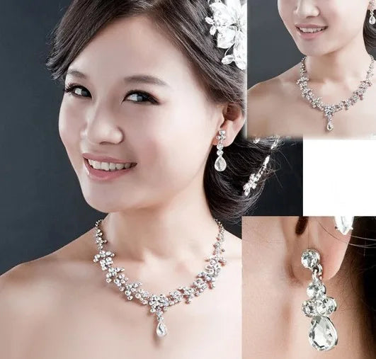 Celestia™ | Crystal Cascade Necklace &amp; Earring Set