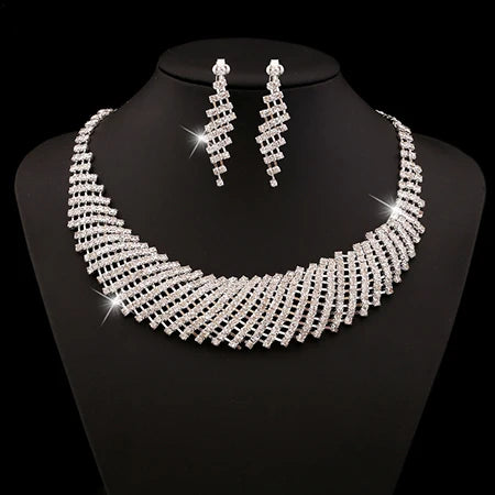 Celestia™ | Crystal Cascade Necklace &amp; Earring Set