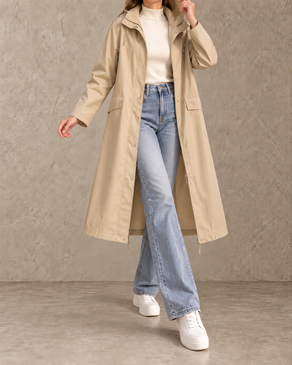 Mirelle™ | Lange Jas met Capuchon en Stippen