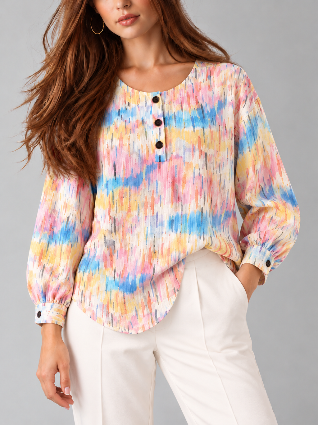 Mila™ | Blouse met Kleurrijke Abstracte Print