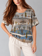 Harper™ | Relaxte Top met Patchworkprint