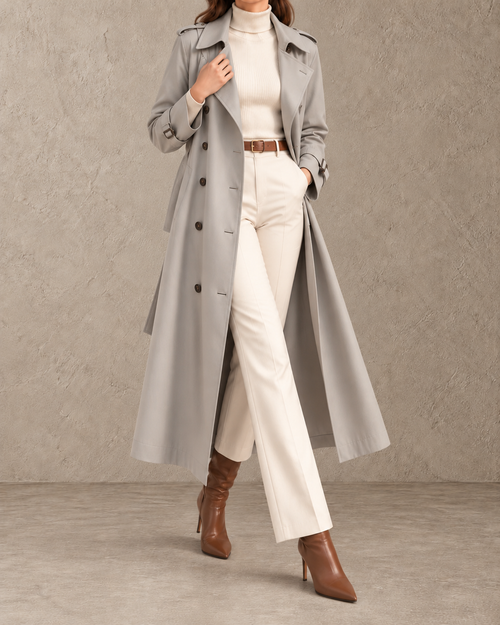 Celine™ | Double-Breasted Trenchcoat met Ceintuur