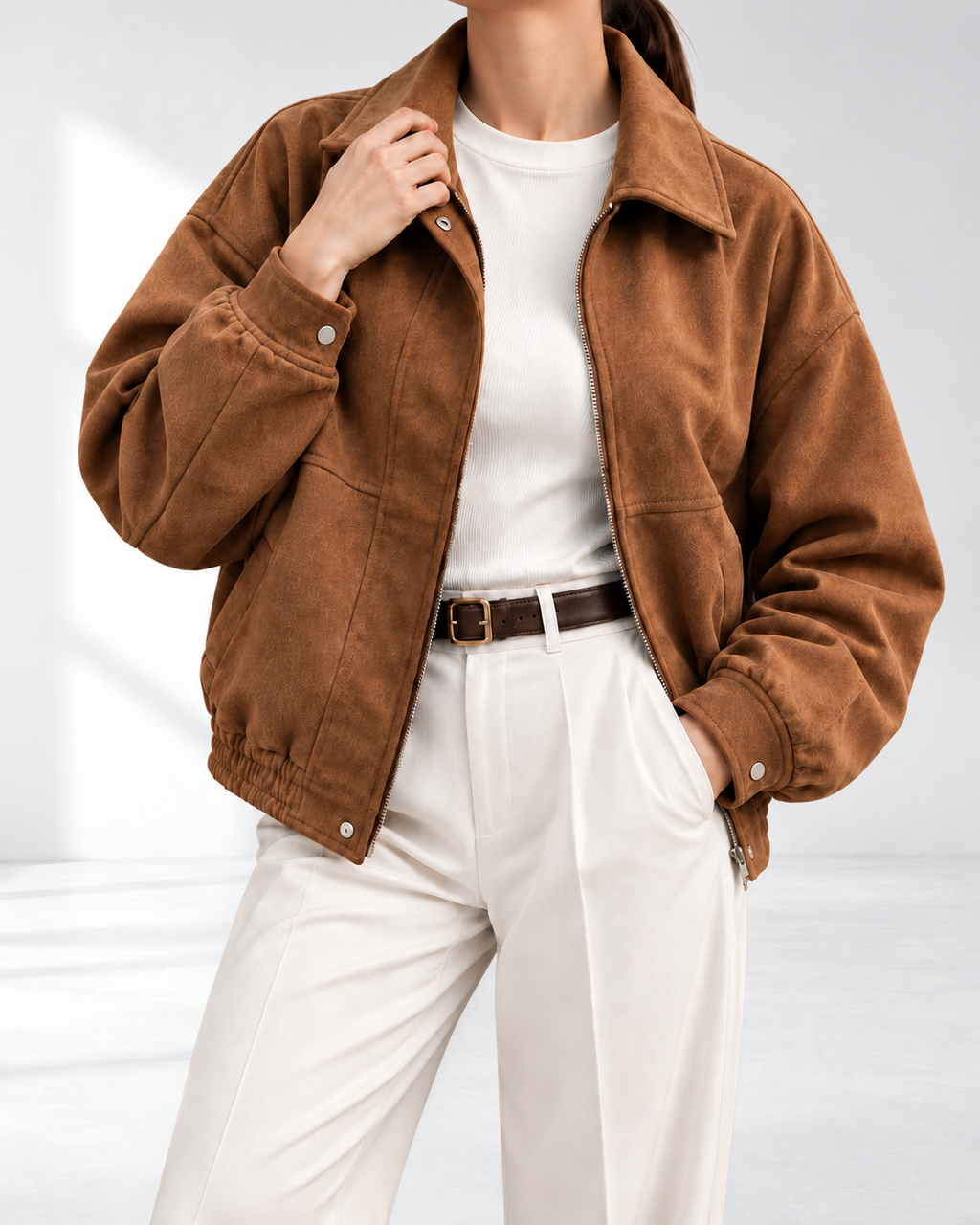 Nora™ | Relaxed Bomberjack in Suède-look