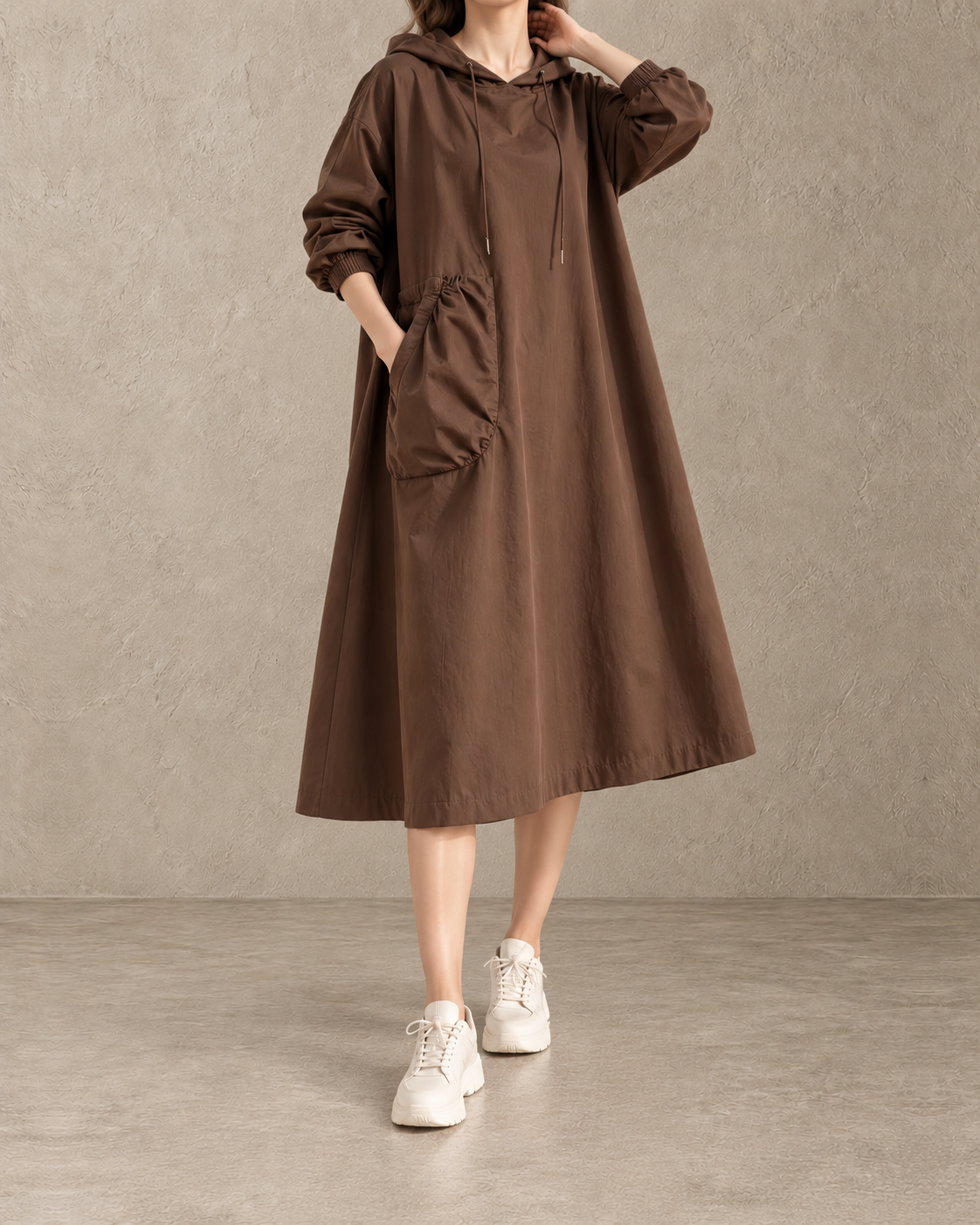 Amara™ | Relaxte Midi-jurk met Capuchon