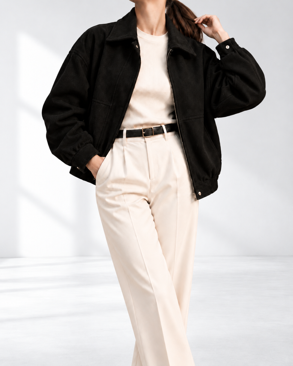 Nora™ | Relaxed Bomberjack in Suède-look