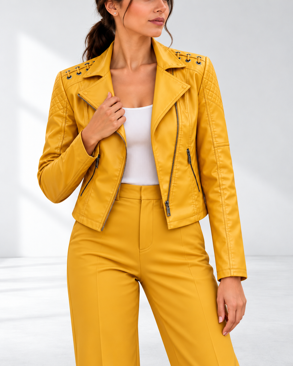 Sienna™ | Kort Bikerjack met Veterdetail