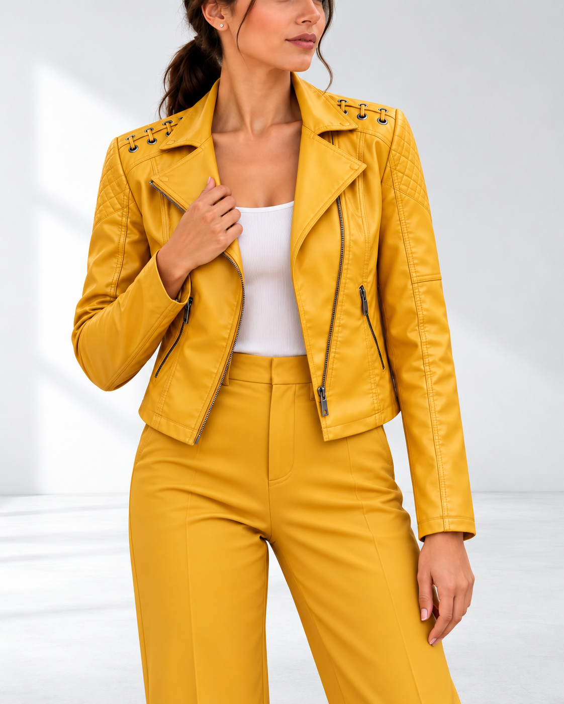 Sienna™ | Kort Bikerjack met Veterdetail