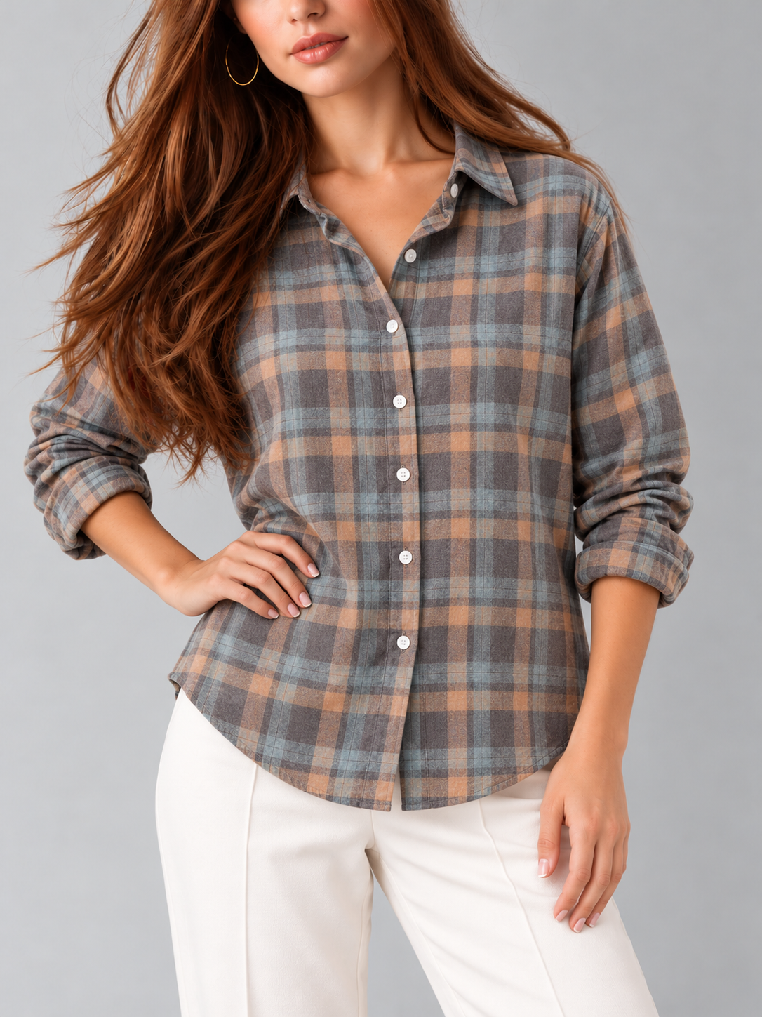 Tessa™ | Klassieke Tartan Blouse met Knopen