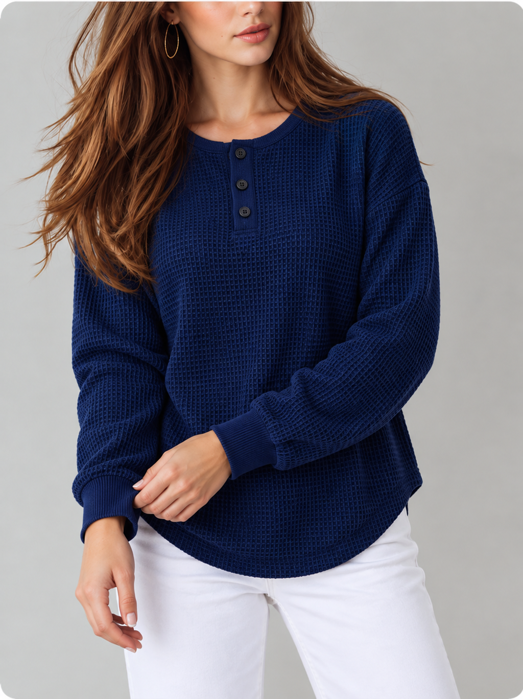 Emery™ | Wafelgebreide Henley Top