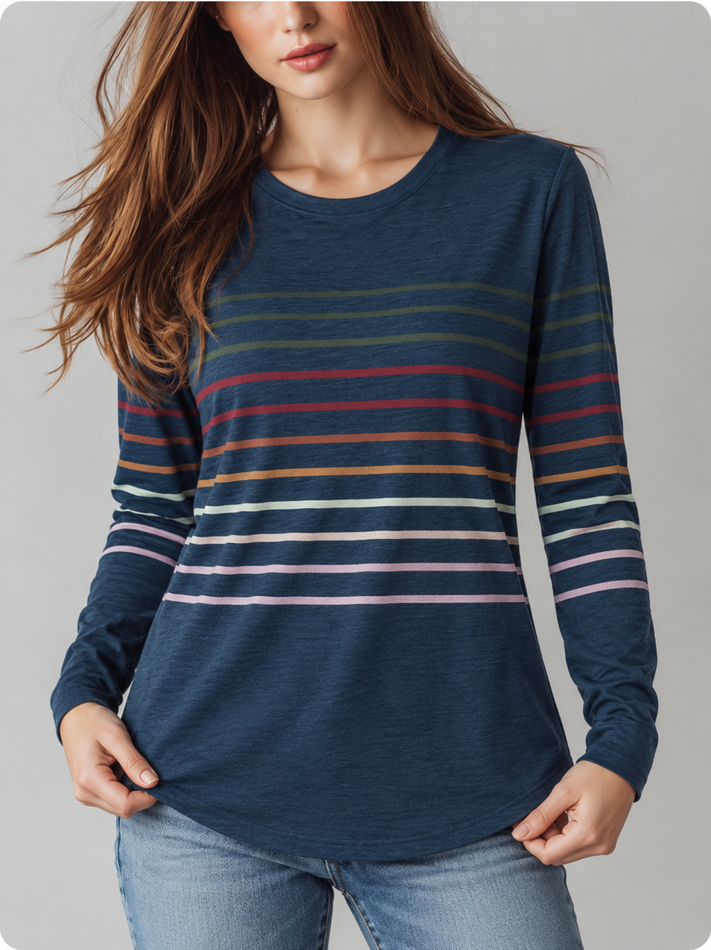 Elodie™ | Top met Veelkleurige Strepen en Lange Mouwen