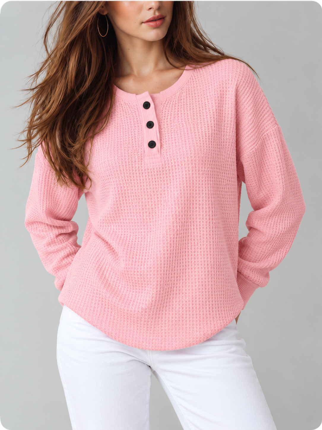 Emery™ | Wafelgebreide Henley Top