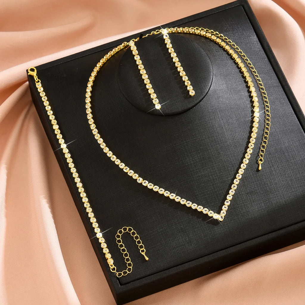 Aurelia™ | Crystal Tennis Necklace, Earrings &amp; Bracelet Set