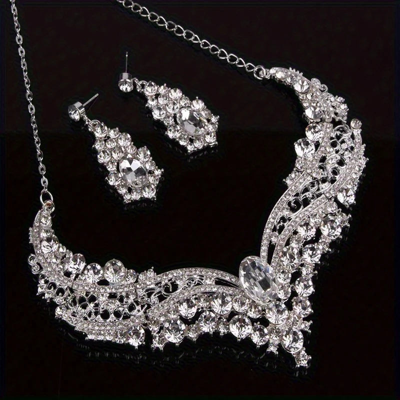 Vespera™ | Crystal Statement Necklace &amp; Earring Set