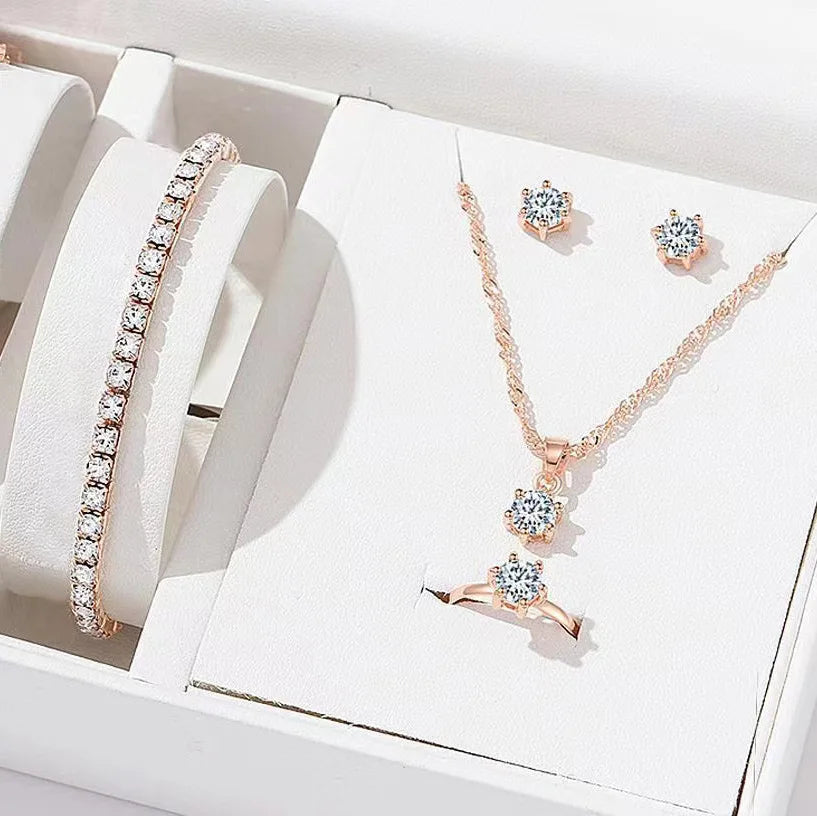 Elara™ | Crystal Solitaire Jewelry Set