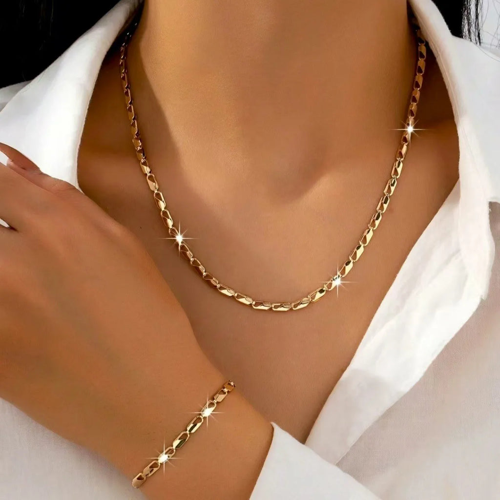 Aurelio™ | Gold-Tone Chain Necklace &amp; Bracelet Set