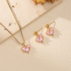 Amorette™ | Ketting met Roze Kristallen Harthanger