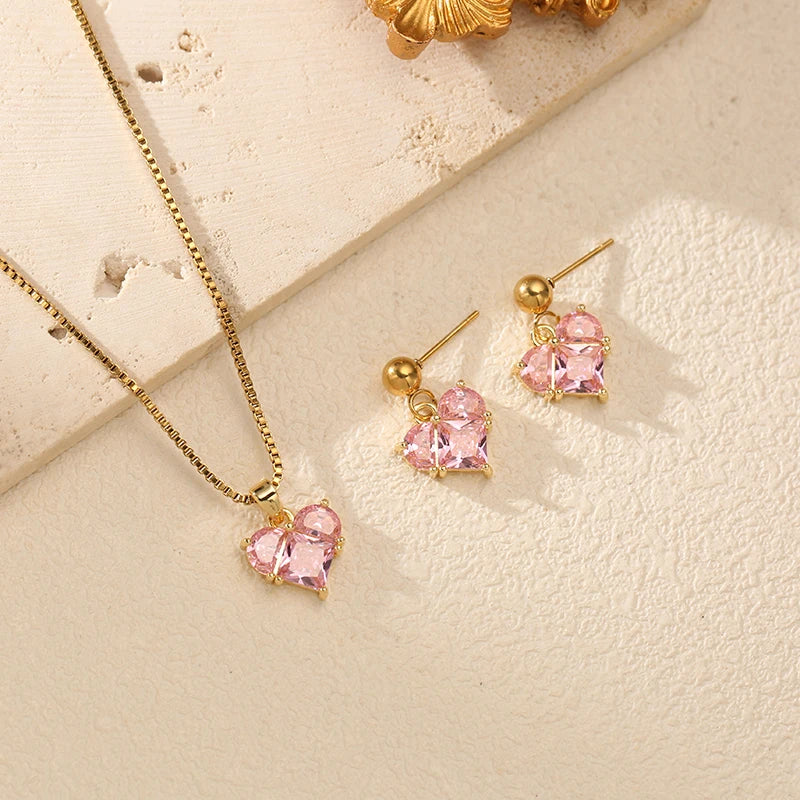 Amorette™ | Ketting met Roze Kristallen Harthanger