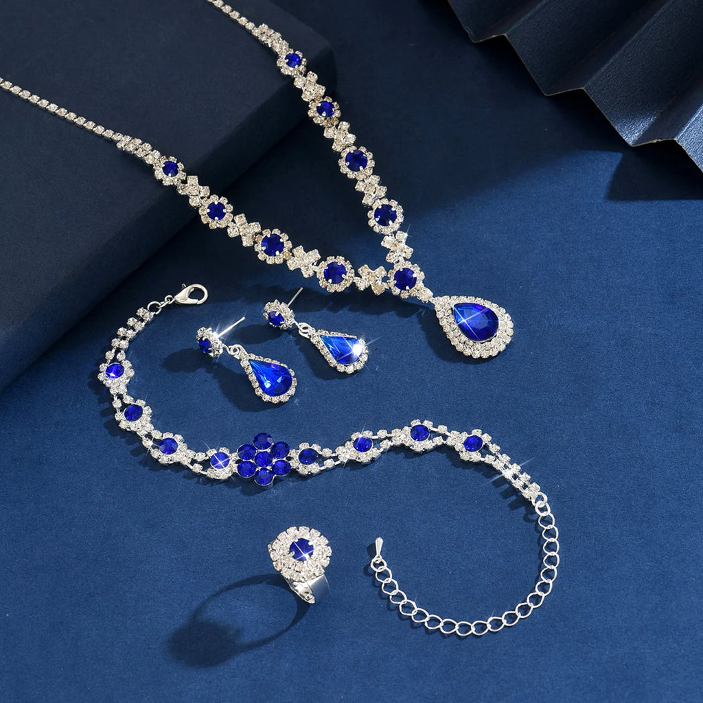 Evelisse™ | 4-delige Blauwe Kristallen Sieradenset