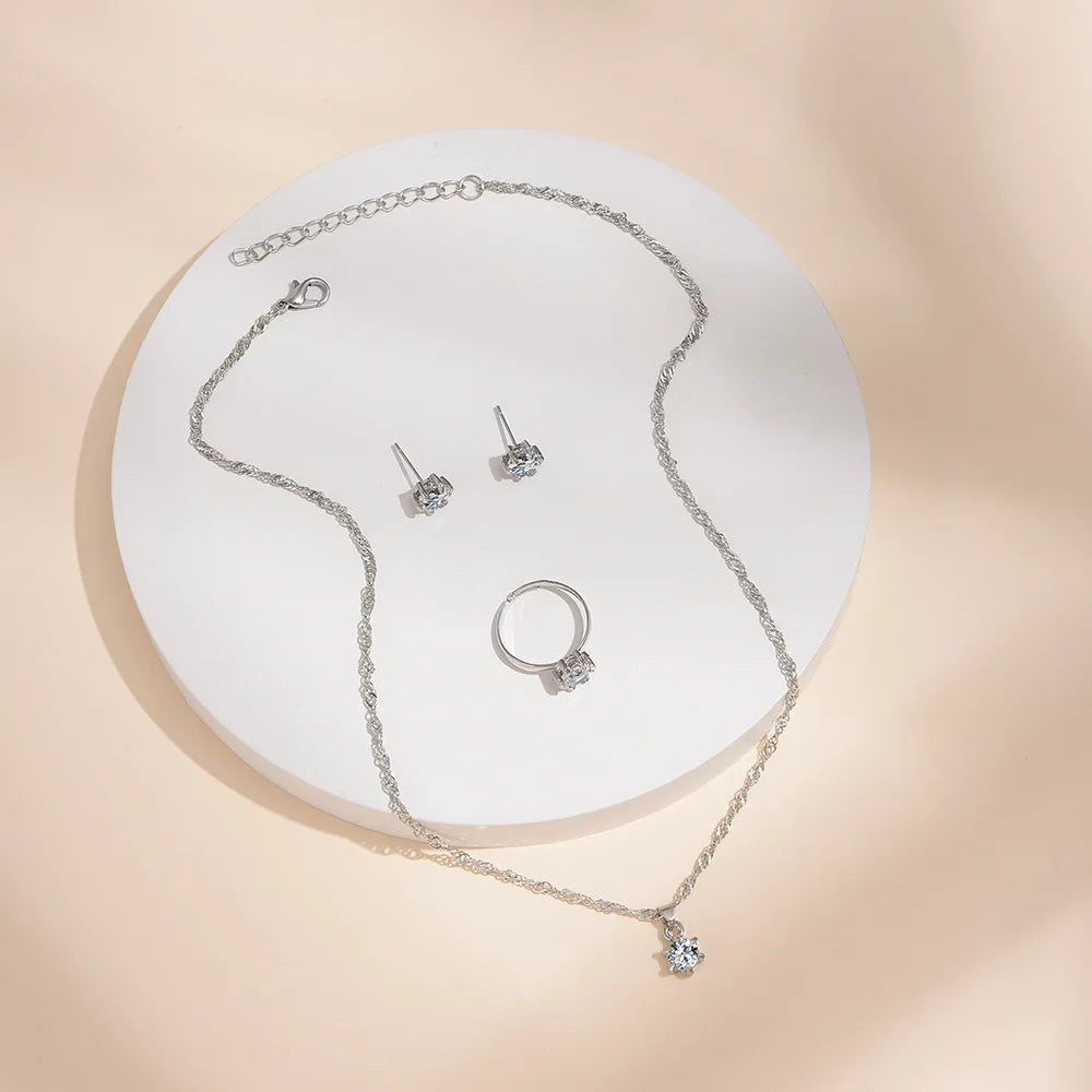 Elara™ | Crystal Solitaire Jewelry Set