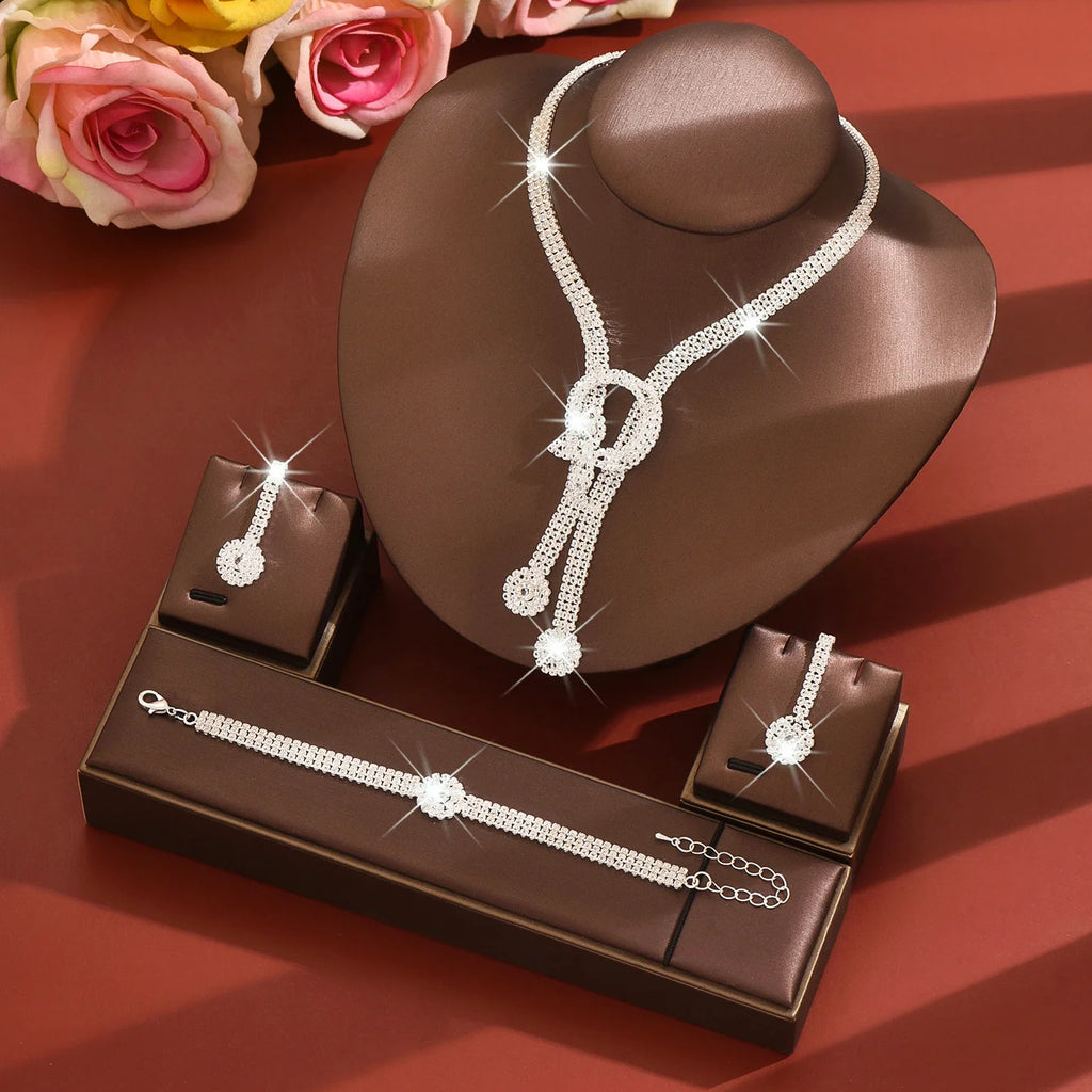 Aurelia™ | Crystal Knot Necklace, Earrings &amp; Bracelet Set