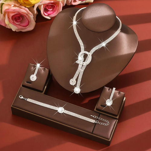Aurelia™ | Crystal Knot Necklace, Earrings &amp; Bracelet Set