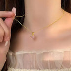 Amorette™ | Ketting met Roze Kristallen Harthanger