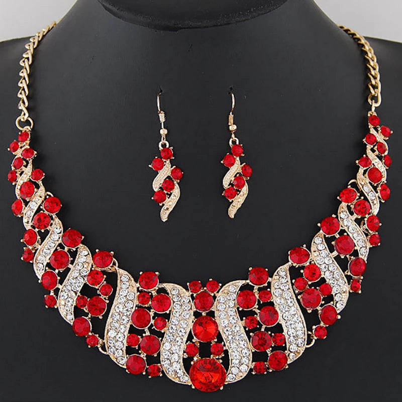 Solara™ | Champagne Kristallen Ketting- & Oorbellenset