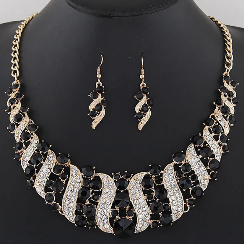Solara™ | Champagne Kristallen Ketting- & Oorbellenset