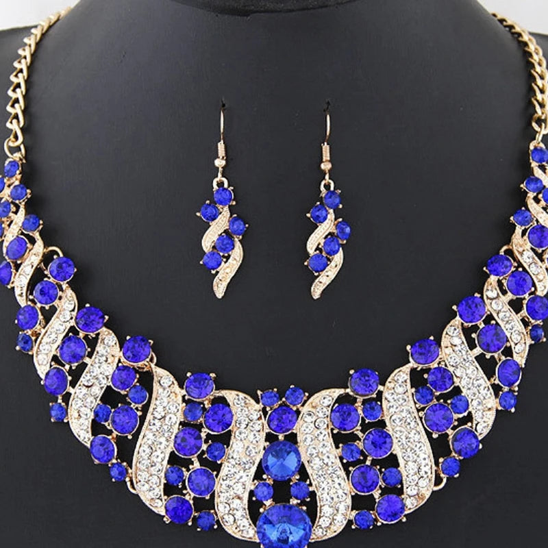 Solara™ | Champagne Kristallen Ketting- & Oorbellenset