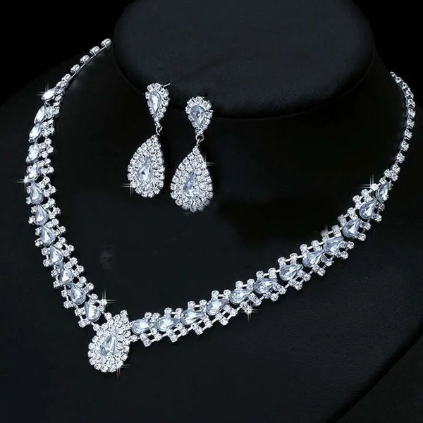 Celestia™ | Crystal Cascade Necklace &amp; Earring Set