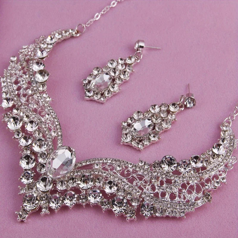 Vespera™ | Crystal Statement Necklace &amp; Earring Set