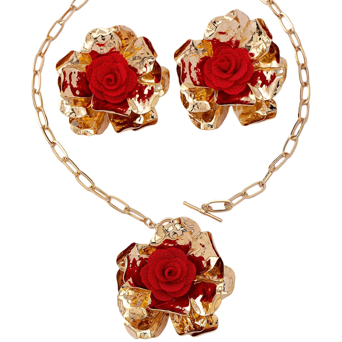 Rosabella™ | Rose Statement Necklace &amp; Earring Set