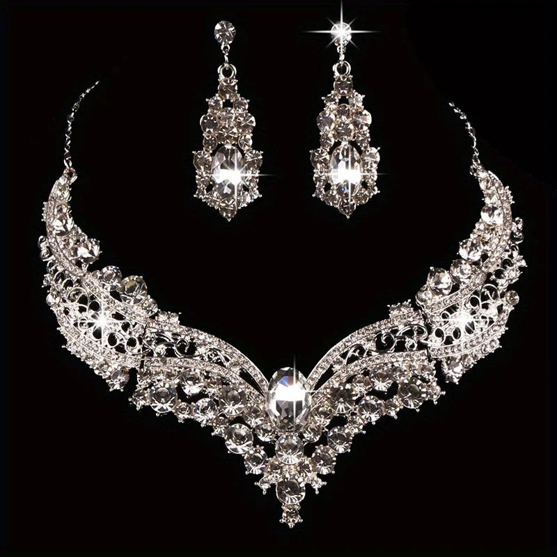 Vespera™ | Crystal Statement Necklace &amp; Earring Set
