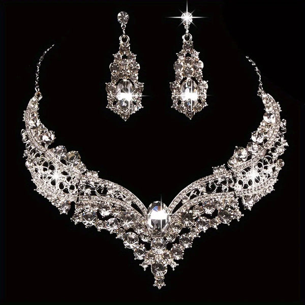 Vespera™ | Crystal Statement Necklace &amp; Earring Set