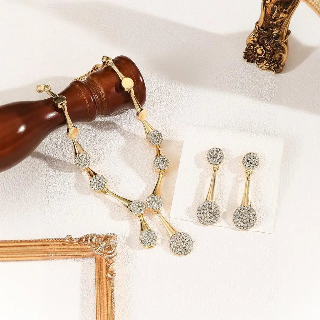 Aurette™ | Ketting- & Oorbellenset met Kristallen Druppel