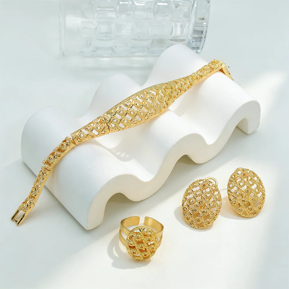 Marcelline™ | Ornate Gold-Tone 4-Piece Jewelry Set