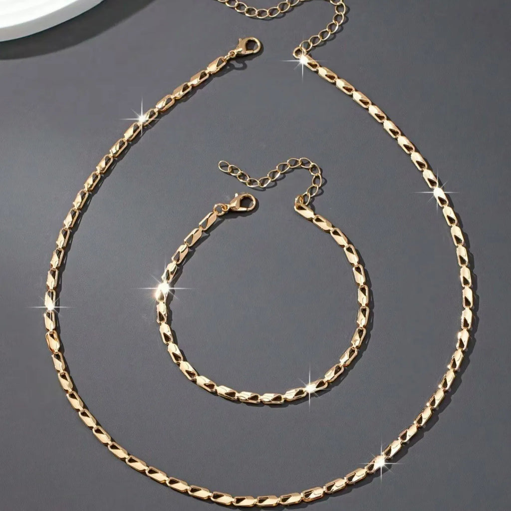 Aurelio™ | Gold-Tone Chain Necklace &amp; Bracelet Set