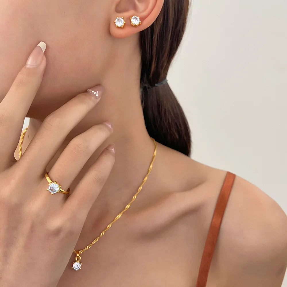Elara™ | Crystal Solitaire Jewelry Set