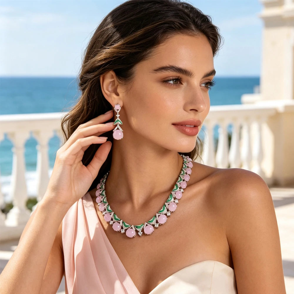 Esmerelle™ | Green Crystal Necklace &amp; Earring Set