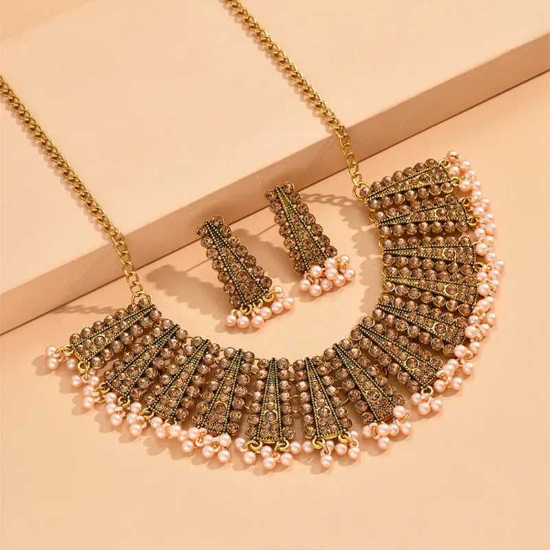 Zafira™ | Pearl Fringe Choker &amp; Earring Set
