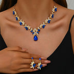 Lunelle™ | Crystal Leaf Necklace &amp; Earring Set