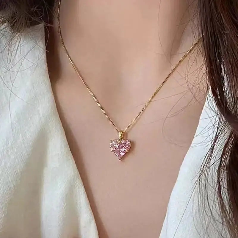 Amorette™ | Ketting met Roze Kristallen Harthanger