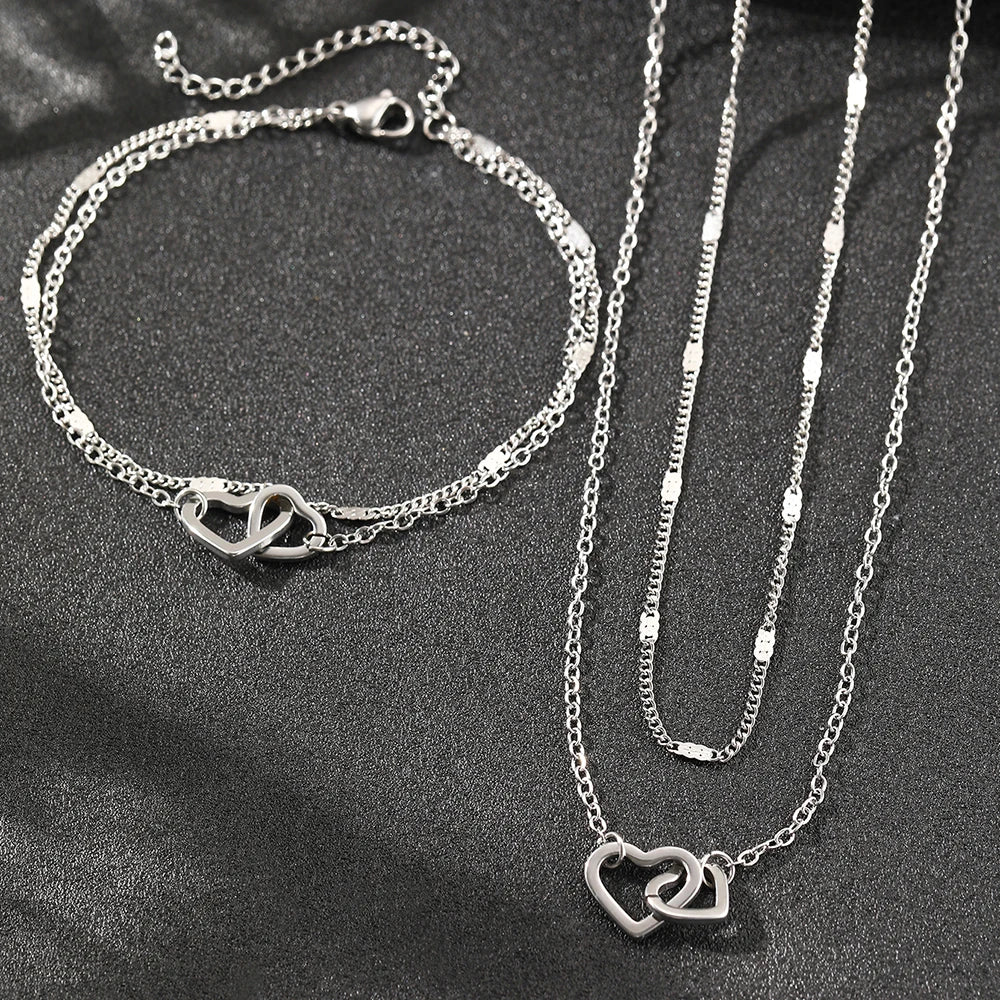Amora™ | Interlocking Heart Necklace &amp; Bracelet Set
