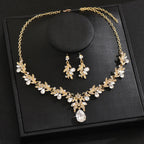 Lunelle™ | Crystal Leaf Necklace &amp; Earring Set