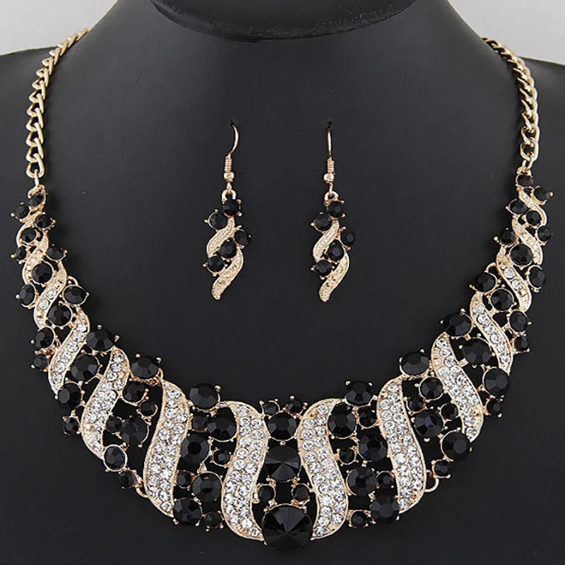 Solara™ | Champagne Kristallen Ketting- & Oorbellenset