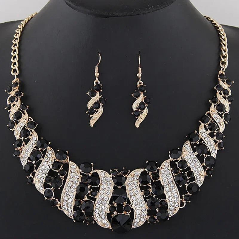 Solara™ | Champagne Kristallen Ketting- & Oorbellenset